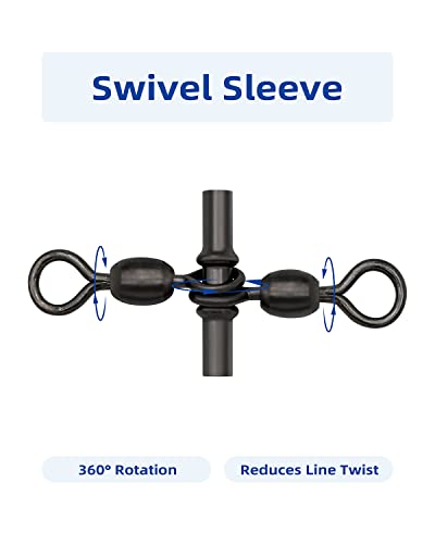 BLUEWING 3-Way Fishing Swivels 73,84,88,309 lbs T-Turn Swivel Sleeve with Rolling Barrel for Rigs for Freshwater and Saltwater - size: L (309lbs) 20pcs