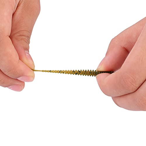 50PCS Fishing Lures Bass Worm Bait, 5cm Soft Plastic Fishing Lures T Tail Grub Worm Baits Fish Tackle Accessory - color: Black