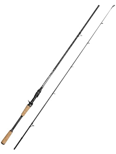 Jenseits Carbon Fiber Fishing Rod Series (6-12 Ft), Spinning & Casting Rods with Stainless Steel Ceramic Guides, Fast Action Fishing Pole for Bass, Trout, Walleye & Surf Fishing - size: 7'0"-Medium Heavy-Fast-Black, style: Casting