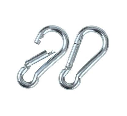 Black & Silver Zinc-Galvanized Heavy Duty Bushcraft Carabiner Spring Snap Clip Link Hooks 200-500lb Load 2, 6 & 12 Packs - color: 5cm (2.0in) Silver 2 Pack