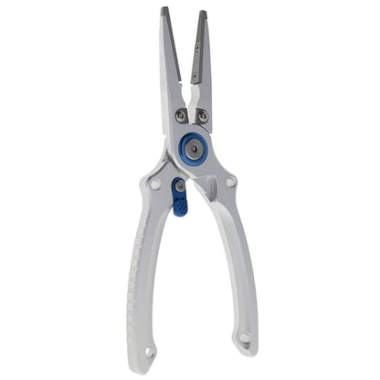 Reaction Tackle Aluminum Fishing Pliers with Tungsten Carbide Cutters, Braid Cutter, Hook Remover and Crimper, Saltwater Corrosion Resistant with Sheath and Lanyard - size: Straight