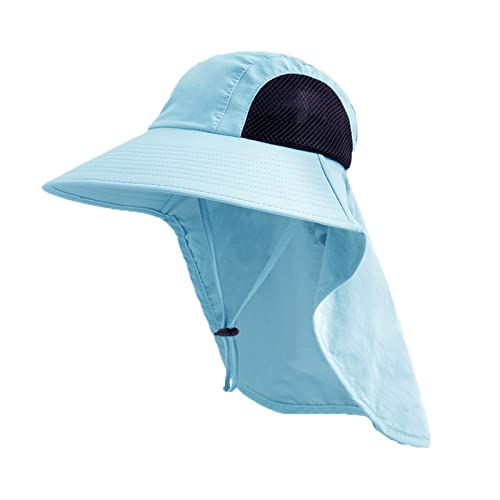 Sun Hat for Men Women with Neck Flap,UPF 50+ UV Protective Hiking Fishing Hats,Wide Brim Sun Hat for Women&Men - color: 1pack-blue