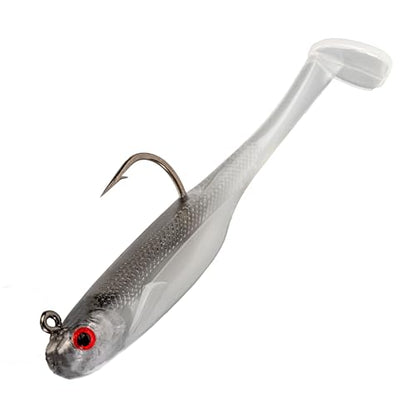 Strike King Homing Minnow Fishing Lure, Pre-Rigged Soft Plastic Swimbait, 3-Pack - color: Ghost Shad, size: 4"