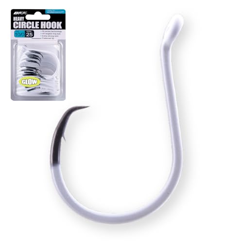BKK Offset Heavy Circle Glow Hook 25-Pack | 2X | Glow in The Dark | Needle Point - size: 8/0#
