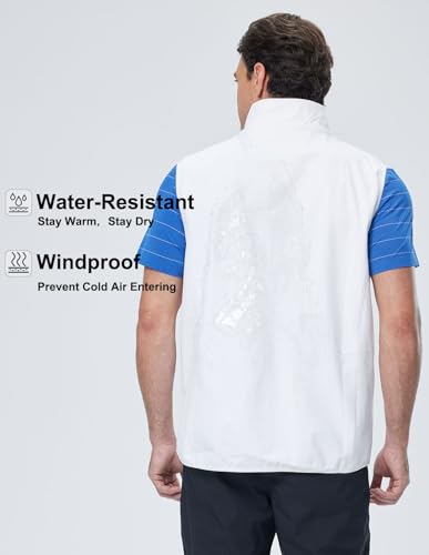 Men's Softshell Vest Fleece-Lined Windproof Sleeveless Jacket for Travel Hiking Fishing Running Golf - color: White, size: Large