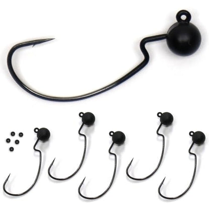 Harmony Fishing - Tungsten Offset Weedless Ned Rig Jigheads (5 Pack) - size: 1/8oz (5 Pack)