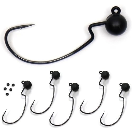 Harmony Fishing - Tungsten Offset Weedless Ned Rig Jigheads (5 Pack) - size: 1/4oz (5 Pack)