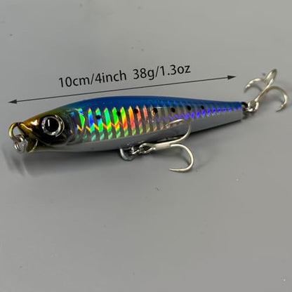 Ocean Fishing Minnow Lures 3pcs | High-Index Plastic Jerkbait Swimbaits for Bass & Trout - color: AH1038B-4'' 1.3oz