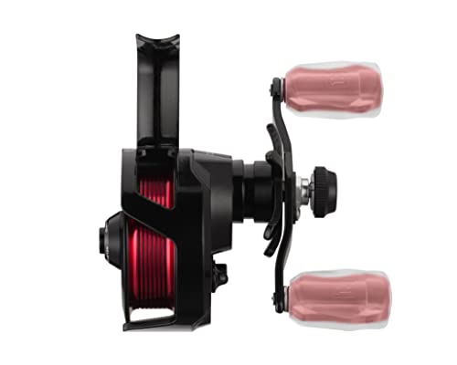 13 Fishing - Descent Aluminum - Inline Ice Fishing Reel - 2.7:1 Gear Ratio - Left Hand Retrieve (Aluminum Spool Gen 2 Design) - D2AL-2.7-LH, Black/Red