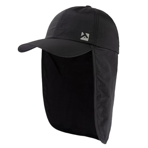 TOP-EX L/XL/XXL UV50+ Waterproof Neck Flap Baseball Sun Cap - color: Black, size: X-Large