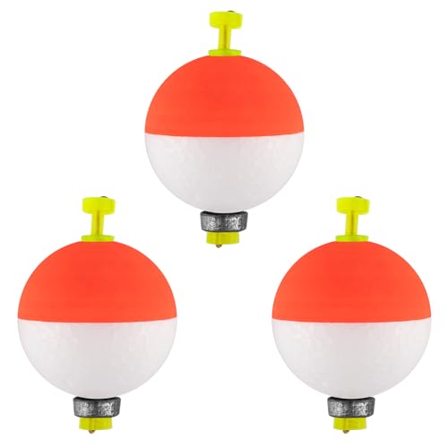 Dr.Fish 10 Pack Weighted Fishing Bobbers Snap-on Spring Floats EVA Foam Push Button Clip on Floats Fly Fishing Trout Bass Crappie Catfish - color: Red/White, size: Diam 1''(1/8oz)