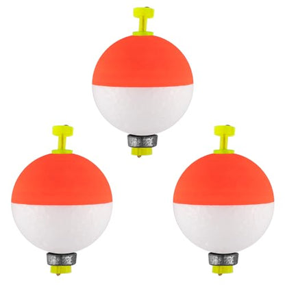Dr.Fish 10 Pack Weighted Fishing Bobbers Snap-on Spring Floats EVA Foam Push Button Clip on Floats Fly Fishing Trout Bass Crappie Catfish - color: Red/White, size: Diam 1''(1/8oz)