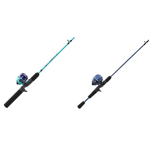 Zebco Kids Splash Jr. Spincast Reel and Fishing Rod Combo, 4-Foot 2-Piece Fishing Pole, Size 20 Reel, Right-Hand & Slingshot Spincast Reel and Fishing Rod Combo, 5-Foot 6-Inch 2-Piece
