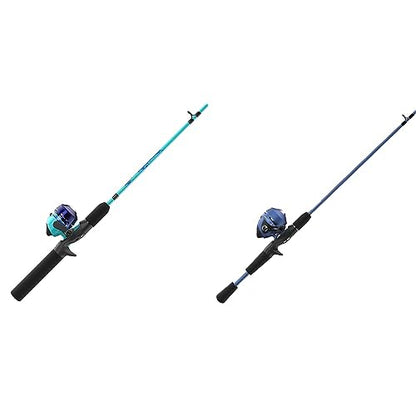 Zebco Kids Splash Jr. Spincast Reel and Fishing Rod Combo, 4-Foot 2-Piece Fishing Pole, Size 20 Reel, Right-Hand & Slingshot Spincast Reel and Fishing Rod Combo, 5-Foot 6-Inch 2-Piece