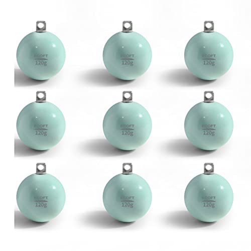 Lead Free Fishing Weights Sinkers 20g-200g Coated Egg Sinkers Cannonball Weights Assorted Sizes Bag and Fishing Weights Assortment Box Non-Lead Fishing Weights Saltwater Freshwater - style: 120g(4.23oz)-9pcs