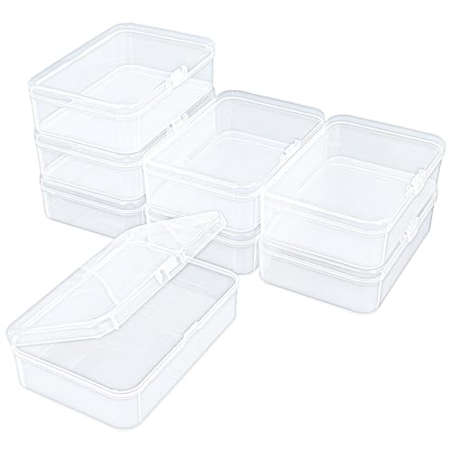 8 Pack Rectangular Clear Plastic Storage Containers | Hinged Lid, For Beads and Small Craft Items, 4.92 x 3.35 x 1.38 inch - size: 4.92 x 3.35 x 1.38 inch