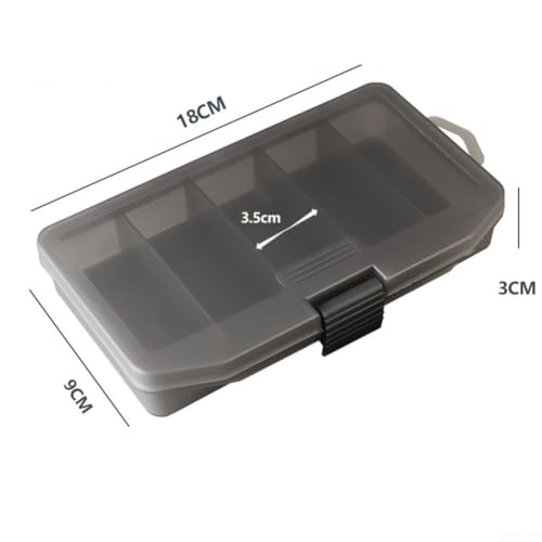 Fishing Tackle Box, Plastic Waterproof Lure Storage Case with 5 Compartments for Hard Bait Soft Lures Hooks Accessories, Portable Organizer for Anglers (Large)(large)