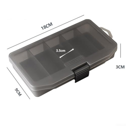 Fishing Tackle Box, Plastic Waterproof Lure Storage Case with 5 Compartments for Hard Bait Soft Lures Hooks Accessories, Portable Organizer for Anglers (Large)(large)