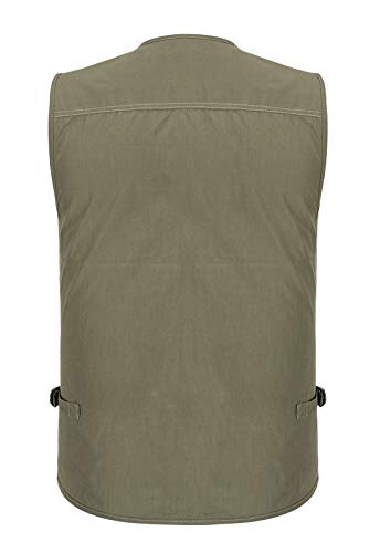 Spanye Mens Fishing Vest Multi Pocket Vests Safari Travel Photo Work Jacket Alive Outerwear - color: Army Green, size: Medium