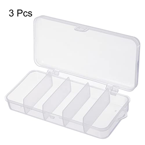 PATIKIL Small Fishing Lure Storage Box 3 Pack Plastic Fish Tackle Container Organizer, Clear