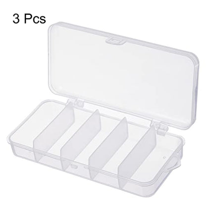 PATIKIL Small Fishing Lure Storage Box 3 Pack Plastic Fish Tackle Container Organizer, Clear