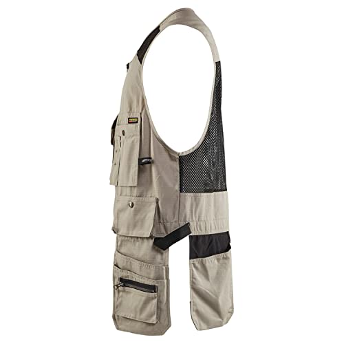 Blaklader Men's Ripstop Kangaroo Mesh Work Vest with Utility Pockets - color: Stone, size: X-Large