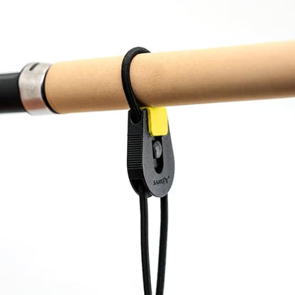 SAMSFX Fishing Rods Belt Stretchy Wrap Pole Straps Elastic Cable Ties for Casting, Spinning & Fly Rods - color: 4pcs, Black & Yellow