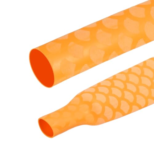 MECCANIXITY 4Pcs 3.3ft 0.7" Dia Heat Shrink Tubing for Fishing Rods, 18mm 1.8:1 Fish Scale Pattern Heat Shrink Wrap Handle Rod Grip with Anti-Slip Waterproof Insulation, Yellow - color: Yellow, size: 18mm