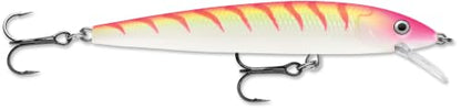 Rapala Husky Jerk Jerkbait – Suspending Hard Bait | Bass Walleye and Pike Fishing Lure, Twitch and Pause Action - color: Pink Tiger UV, size: Body Length: 4"