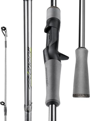 HANDING Pioneer Fishing Rod 2-Piece Baitcaster Rod & Spinning Rod | Ideal for Bass Trout Walleye Freshwater All-Purpose Rod. 24T Carbon Fiber EVA Handle Titanium Oxide Guide Rings - size: 6' - M - Moderate Fast-2pcs