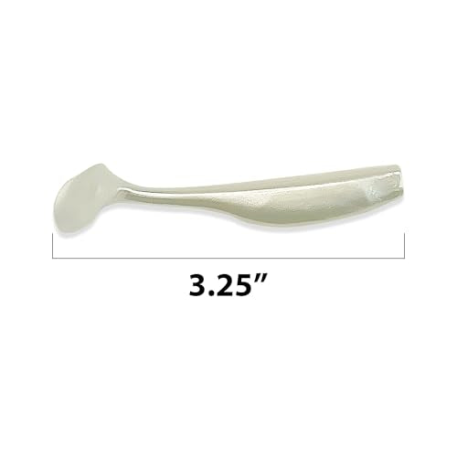 Soft Plastic Paddle Tail Swimbaits – 3 1/4", 4" & 5" Soft Plastic Fishing Lures with Extra-Large Tail for Lifelike Swimming Action – Freshwater & Saltwater - color: Pearl White, size: 3 1/4 Inch - 12 Pack