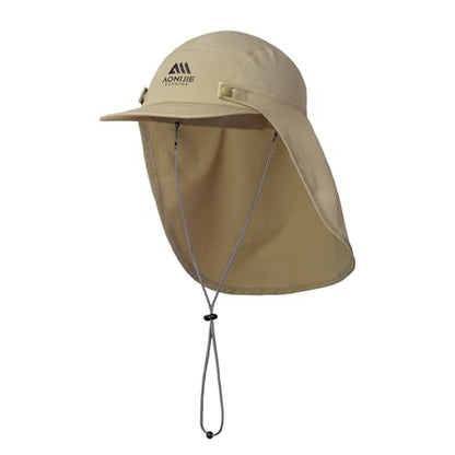 AONIJIE Sun Hat with Removable Neck Flap for Men & Women - Breathable Mesh Fishing Hat, Lightweight Hiking Sun Cap - color: Khaki