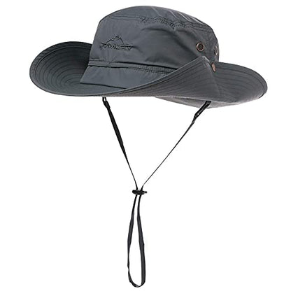 Oversize XL XXL Large Wide Brim Waterproof UPF 50+ Bucket Sun Summer Travel Fishing Hiking Fisherman Hat Detachable Chin - color: 000702_dark Grey, size: Small-Medium