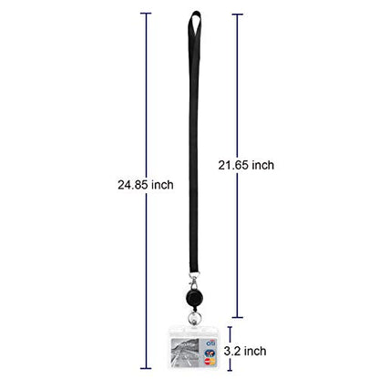 2Pack Black Lanyards with Horizontal ID Badge Holder and Retractable Reel | Lightweight with Clip,for Office,Keys etc - color: 2 Pack-black With Badge Reel and Badge Holder