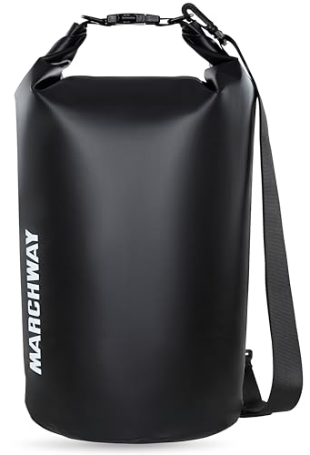 MARCHWAY Floating Waterproof Dry Bag Backpack 5L/10L/20L/30L/40L, Roll Top Sack Keeps Gear Dry for Kayaking, Rafting, Boating, Swimming, Camping, Hiking, Beach, Fishing - color: Black, size: 20L