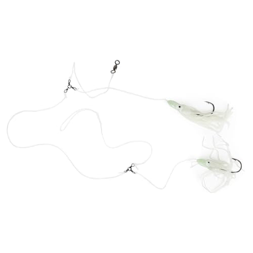 UMT Tile Fish Hi-Lo Fishing Rig 10/0 Snelled Octopus Mustad Hook, Pink & White Glow, Glow in The Dark Skirts Deepsea Fishing Rigs, Heavy Duty 3-Way Swivel 1, 5, 10 Pack Options - color: Glow