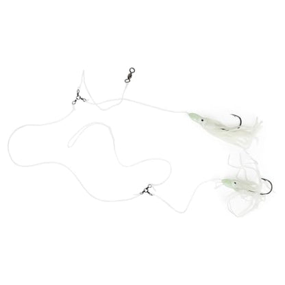 UMT Tile Fish Hi-Lo Fishing Rig 10/0 Snelled Octopus Mustad Hook, Pink & White Glow, Glow in The Dark Skirts Deepsea Fishing Rigs, Heavy Duty 3-Way Swivel 1, 5, 10 Pack Options - color: Glow