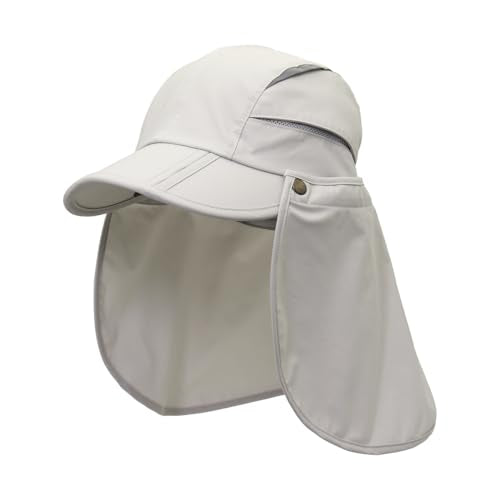Men Women Safari Fishing Sun Cap with Removable Neck Flap UPF 50+ UV Protection Quick Dry Breathable Hats - color: Beige