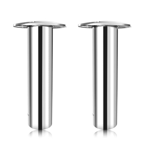Fishing Rod Holder 2 Pack, 316 Stainless Steel 15/30/90 Degree Rod Holders for Fishing Boat, Flush Mount with Cap, Heavy Duty