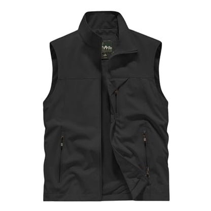 Mens Golf Vest Waterproof Fishing Shirt Zip Up Sleeveless Jacket with Pockets Outdoor Camping Hiking Shirts Travel Photo Vest - color: A03 Black, size: X-Large