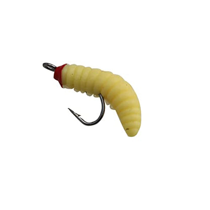 ZCZQC 10pcs Maggots Fishing Bait - Beige Fake Maggots - Soft Bait - Trout, Crappie, Pan Fish Fly Fishing