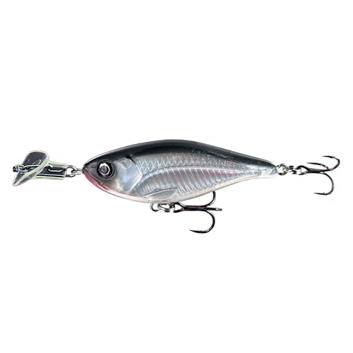 Headbanger Cranky Shad Slow-Sink Hard Lure (2-1/2", 3", 4" & 5") – Patented Erratic “Headbanging” Action Crankbait for Freshwater Bass, Walleye & Perch – 1/3 oz with Premium VMC Hooks - color: Natural Shad, size: 4"