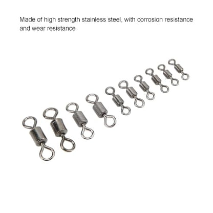 500 Pcs Rolling Barrel Fishing Swivels Kits 5 Sizes – High Carbon Steel Fishing Tackle Connectors for Saltwater and Freshwater, Storage Box Included