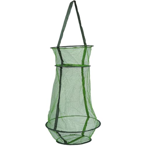 KALLORY Foldable Nylon Fishing Basket 40cm Large Mesh Fish Catch Net Lightweight Collapsible Fish Keeper for Outdoor Fishing and Crab Catching