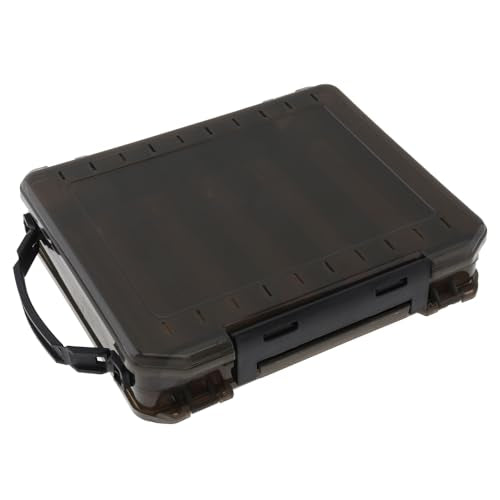 Double Sided Fishing Lure Tackle Box with Handheld, 10 Compartments Bait Storage Box Container, Fishing Tackle Accessory Case (7.8 x 6.6 x 1.9 inch)