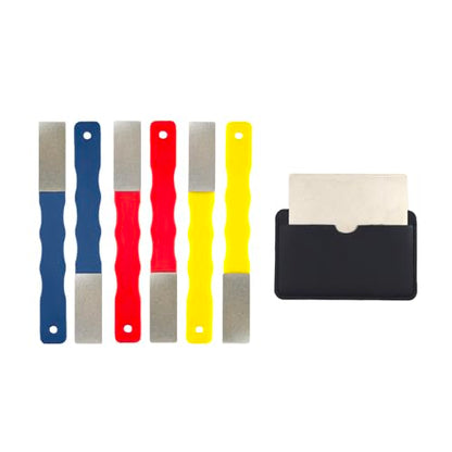 DMD Mini Diamond Sharpening File Set, 6PCS Portable Knife Sharpener Kit with Color-Coded Grits (#220/#400/#600) for Kitchen Knives, Garden Tools, Fishing Hooks & Outdoor Gear