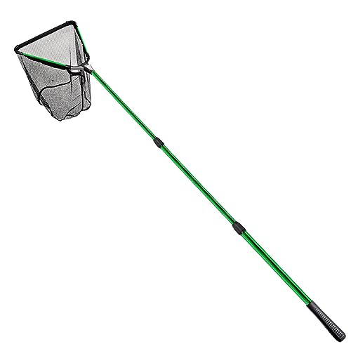 Fiblink Folding Aluminum Fishing Landing Net Fish Net with Extending Telescoping Pole Handle - size: Green:59-118 inches--(Extend Length)
