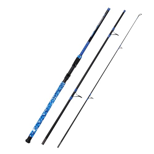 Fiblink Surf Rod,Portable Travel Fishing Rod,Spinning Rod with Blue Camouflage Handle,2Piece/3Piece/4Piece Carbon Fiber Fishing Rod (9ft/10ft/12ft/14ft) - style: 10' - Medium Heavy - 15-30lb - 3pc