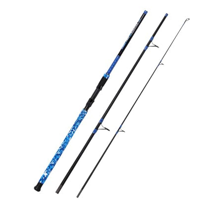 Fiblink Surf Rod,Portable Travel Fishing Rod,Spinning Rod with Blue Camouflage Handle,2Piece/3Piece/4Piece Carbon Fiber Fishing Rod (9ft/10ft/12ft/14ft) - style: 10' - Medium Heavy - 15-30lb - 3pc