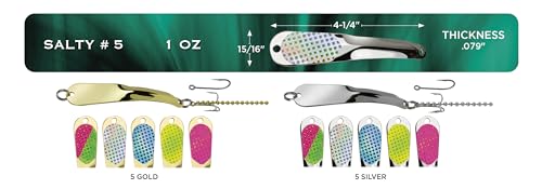IRON DECOY Salty Fishing Lure Spoon, Saltwater, Casting, Trolling, Jigging, Seatrout, Striped Bass, Mackerel, Snook, Tarpon, Bluefish, Salmon - color: Silver, size: 1 OZ
